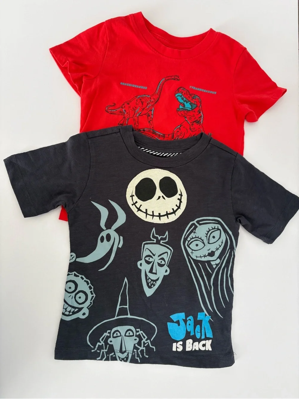 Cat & Jack Kids Short Sleeve Tees - Black & Red Dinosaur and Jack Designs 2T